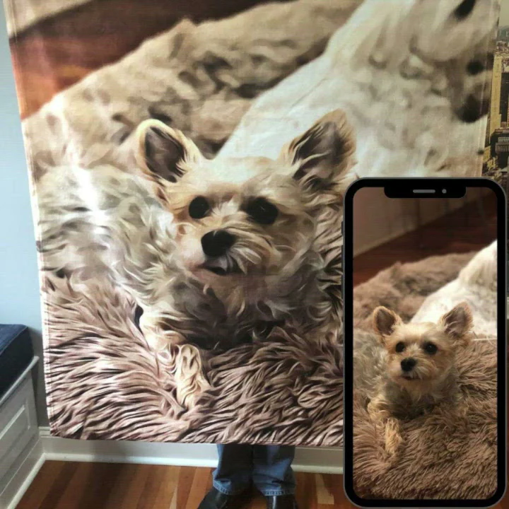 Custom Pet Portrait Blanket